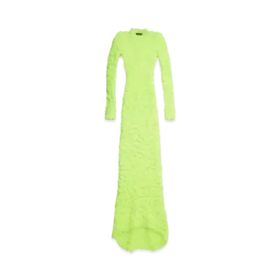 BALENCIAGA Women's Neon Fluffy Maxi Dress "Fluo Yellow"