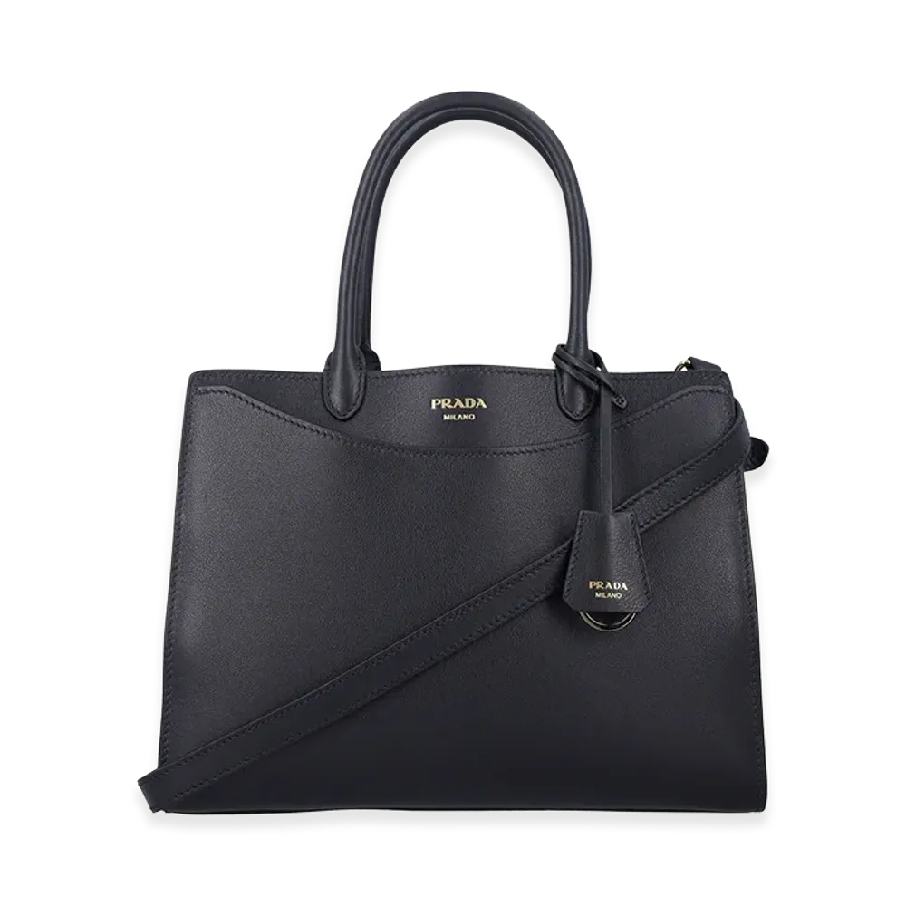 PRADA Women's Prelude Large Leather Handbag "Black"