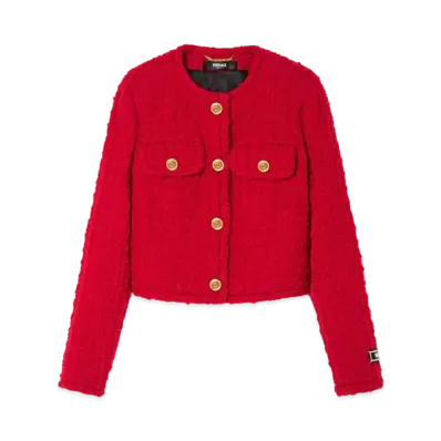 Versace Tweed Cardigan Jacket Heritage "Red"