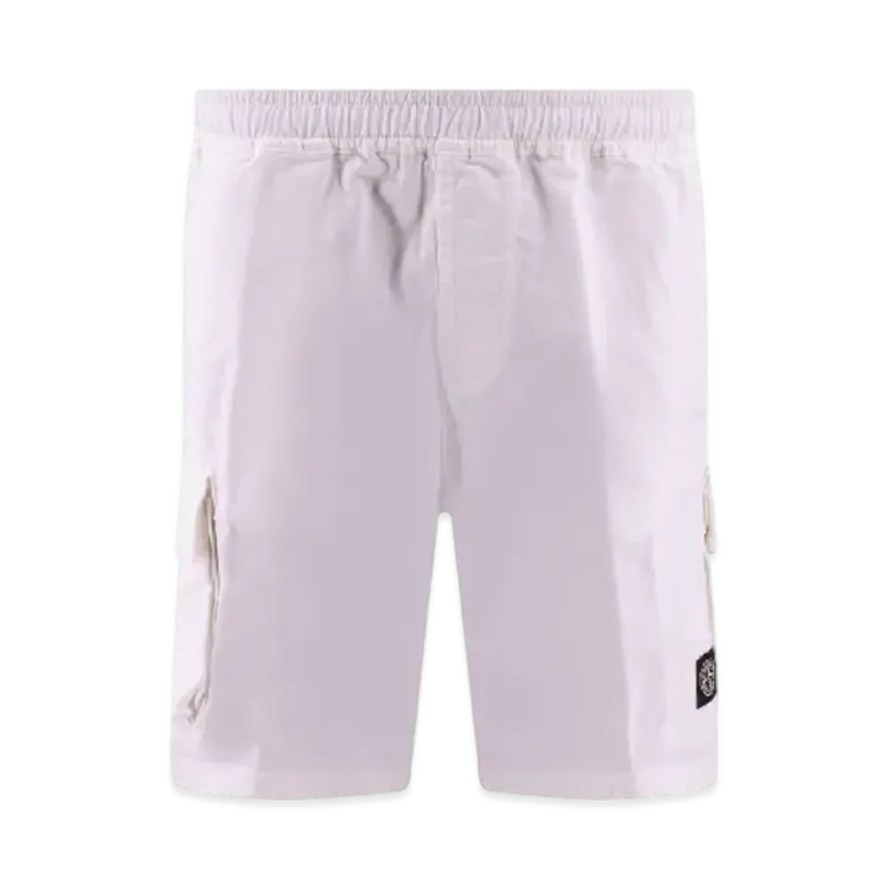 Stone Island L1304 Organic Cotton Old Treatment Cargo Bermuda Shorts - 23SS "White"