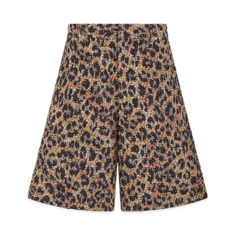 Dior x Lewis Hamilton Bermuda Shorts Leopard in Cotton & Wool Blend Tweed "Beige"
