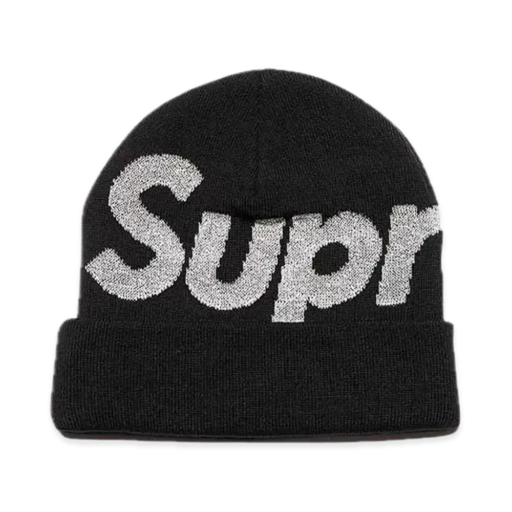 Supreme Reflective Big Logo Beanie "Black"