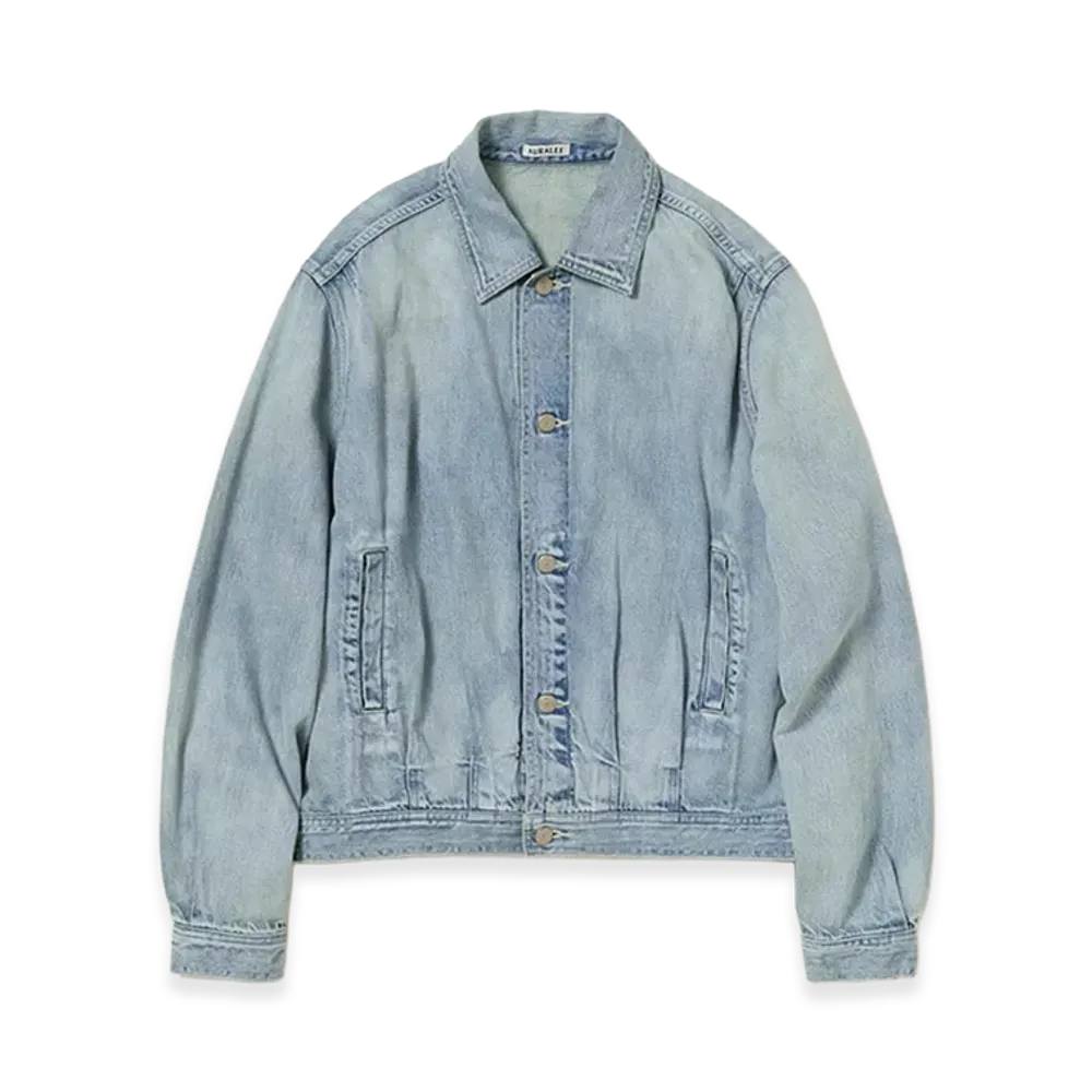 AURALEE Faded Selvedge Light Denim Blouson "Light Indigo"