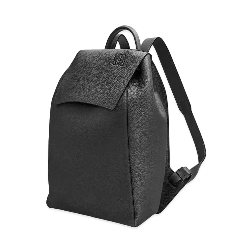 LOEWE Drawstring Backpack In Grained Calfskin "Black"