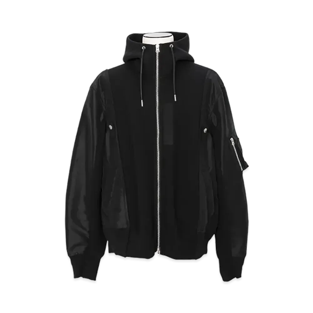 sacai Sponge Sweat x Nylon Twill Hoodie "Black/Black"