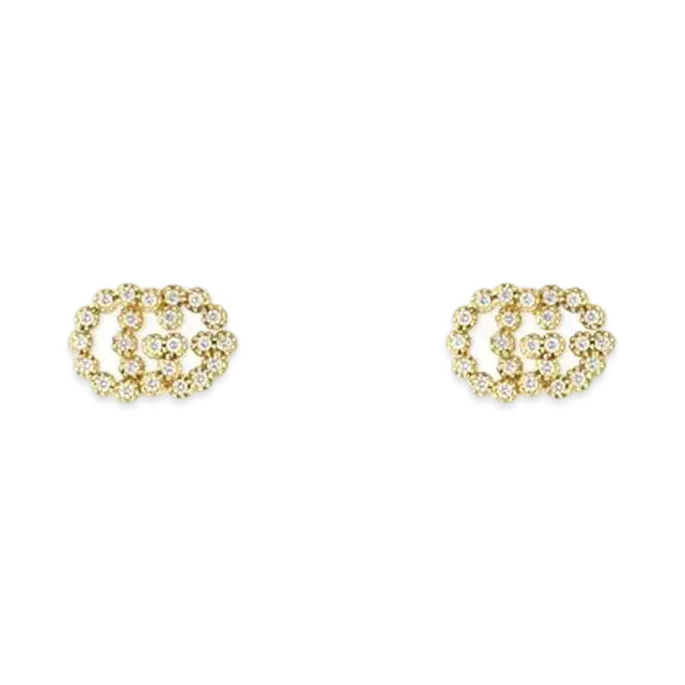 GUCCI Double G Studs Earrings With Diamonds "Gold"