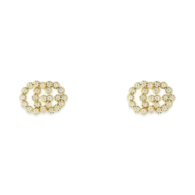 GUCCI Double G Studs Earrings With Diamonds "Gold"