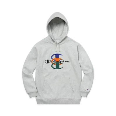 Supreme x Champion Stacked C Hooded Sweatshirt "Ash Grey"
