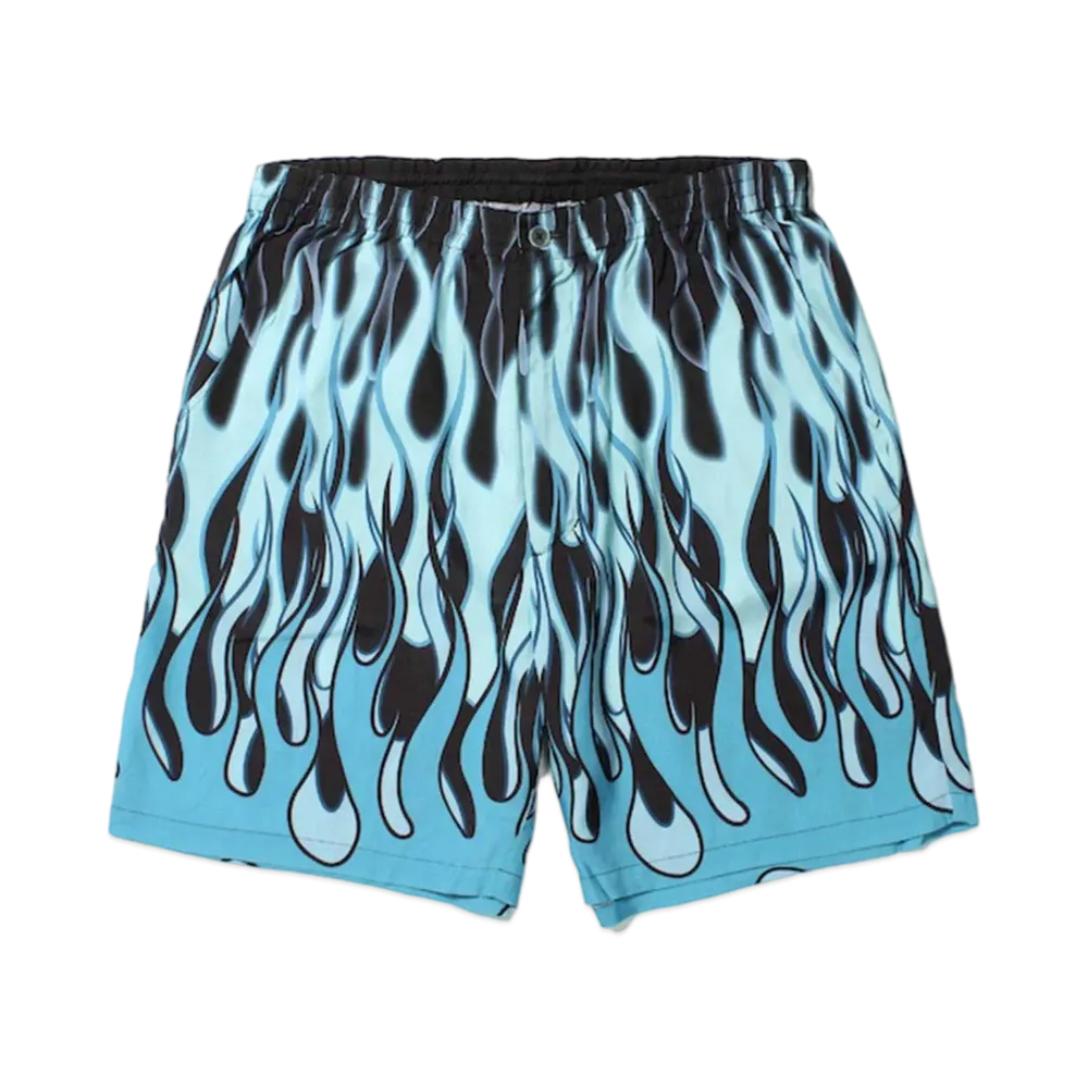 APHRODITEGANG Fire pattern Hawaiian Shorts "Black/Blue"