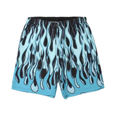 APHRODITEGANG Fire pattern Hawaiian Shorts "Black/Blue"