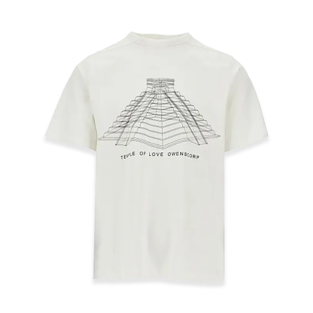 Rick Owens Brad T Short Sleeve With Temple Of Love Print "White"