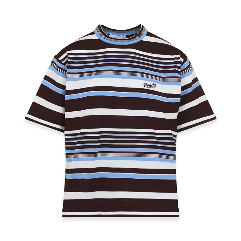 PRADA Women's Logo Intarsia Sweater "Stripped"