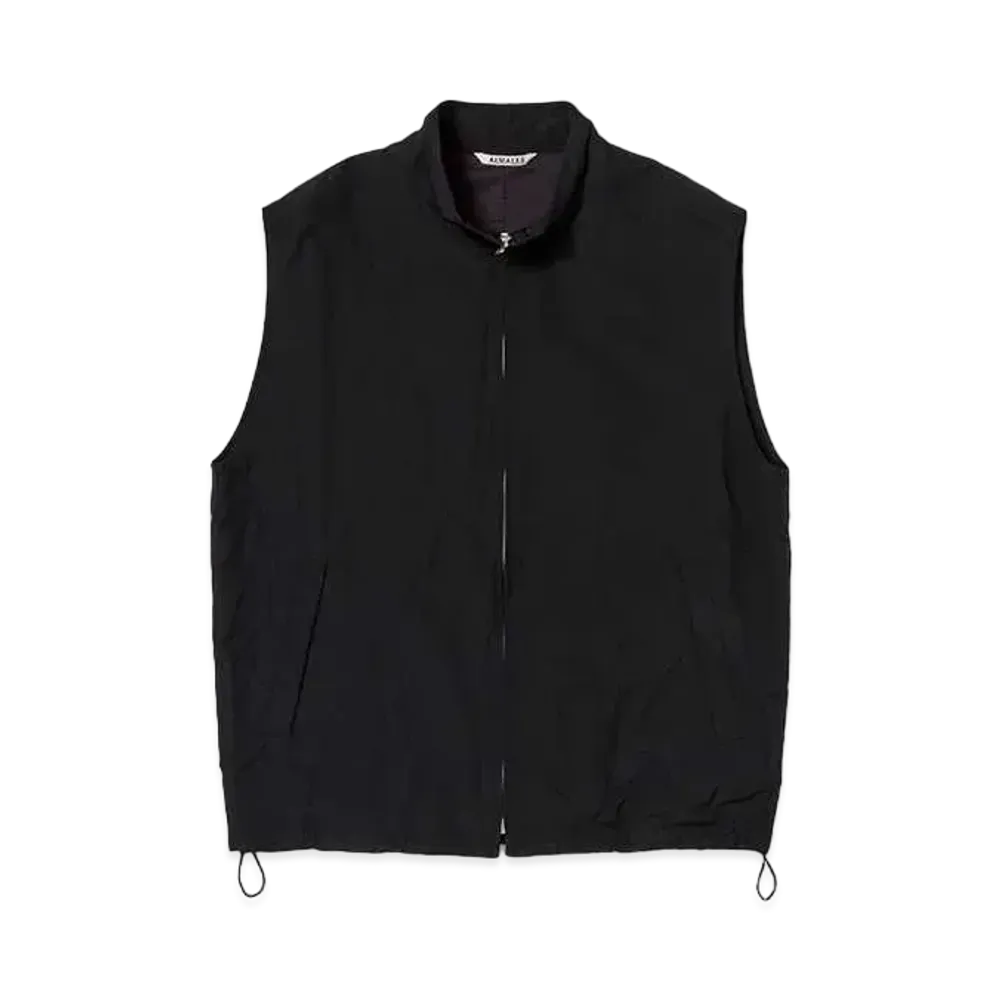 AURALEE High Count Wool Poplin Vest "Black"