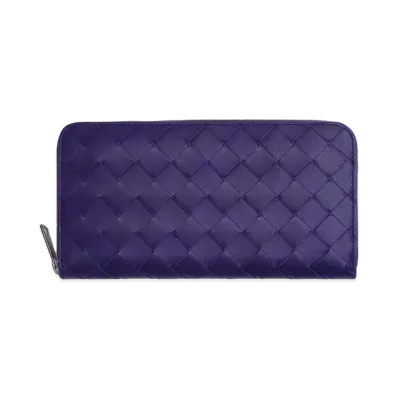 Bottega Veneta Intrecciato Calfskin Zip Around Wallet "Unicorn/Kiwi"