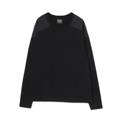 Yohji Yamamoto Pour Homme PEACE AND AFTER ROUND NECK SHOULDER PATCH LONG SLEEVES TEE "Black"