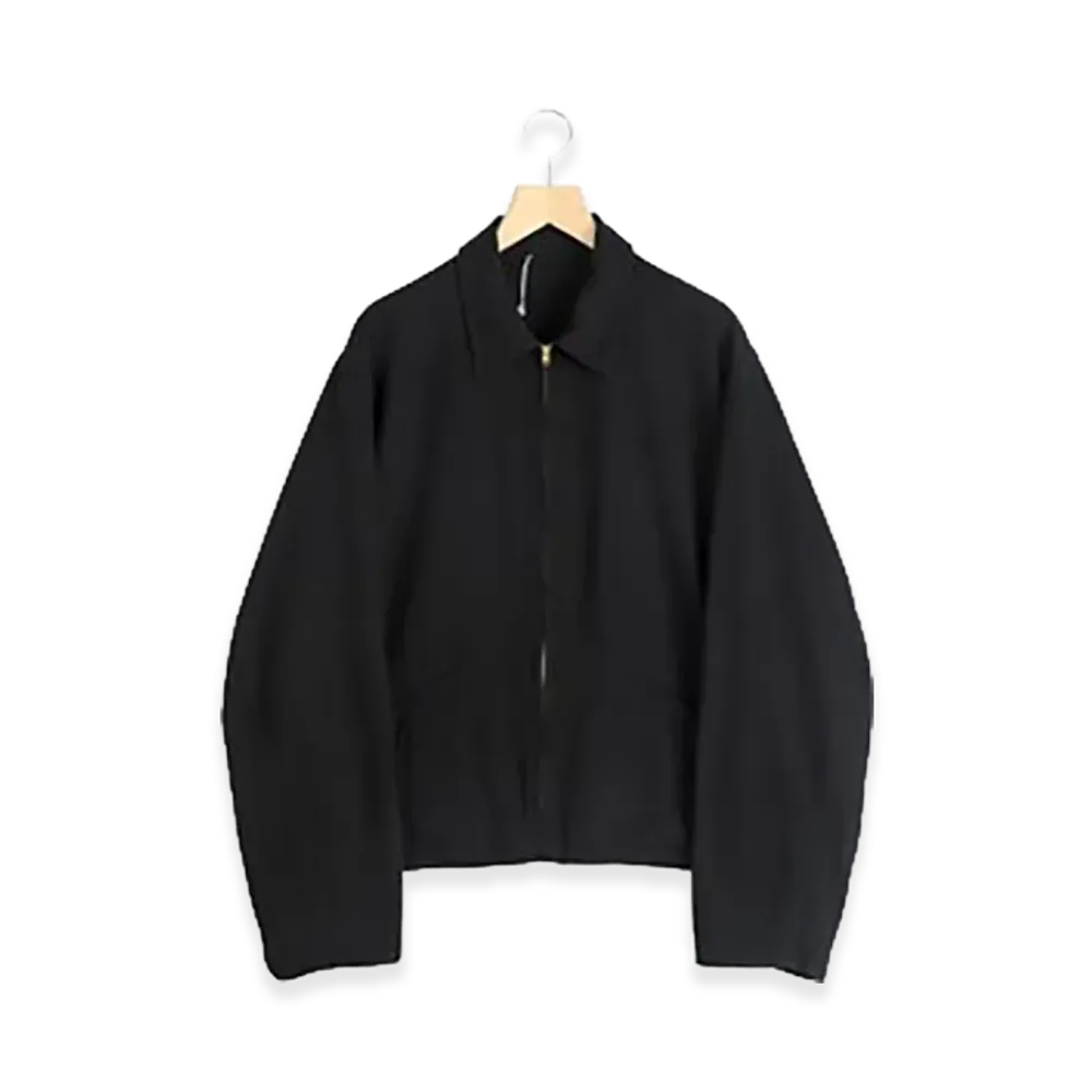 COMOLI Silk Nep Zip Short Jacket "Black"