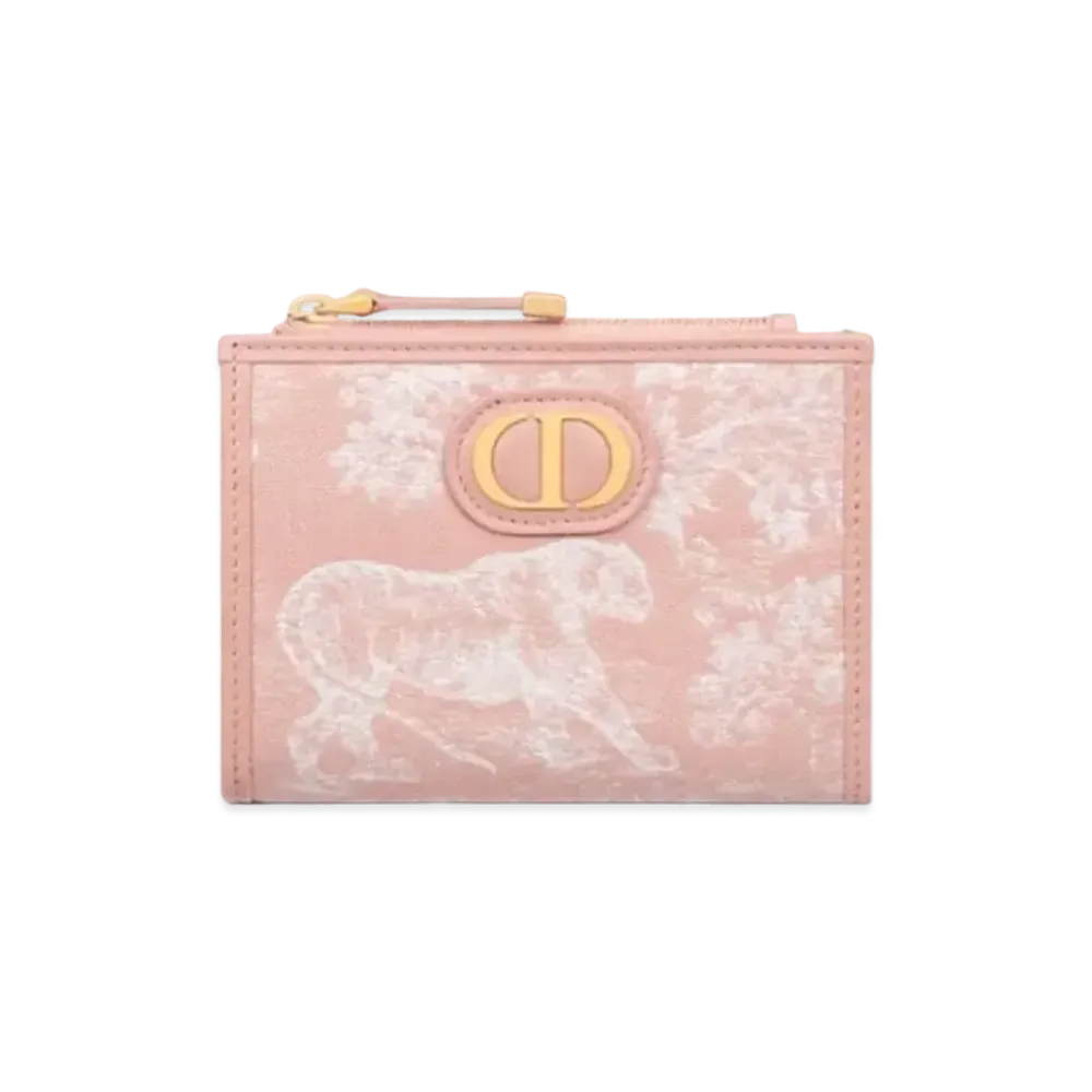 Dior 30 Montaigne Dahlia Wallet Toile de Jouy Reverse Jacquard "Pink"