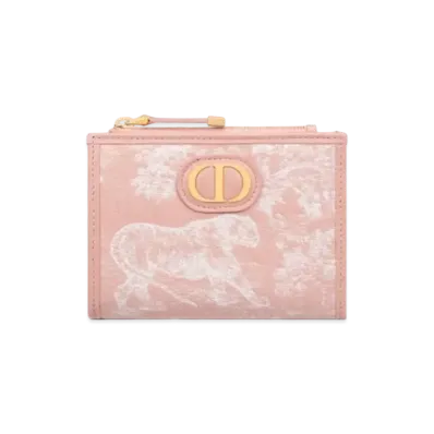Dior 30 Montaigne Dahlia Wallet Toile de Jouy Reverse Jacquard "Pink"