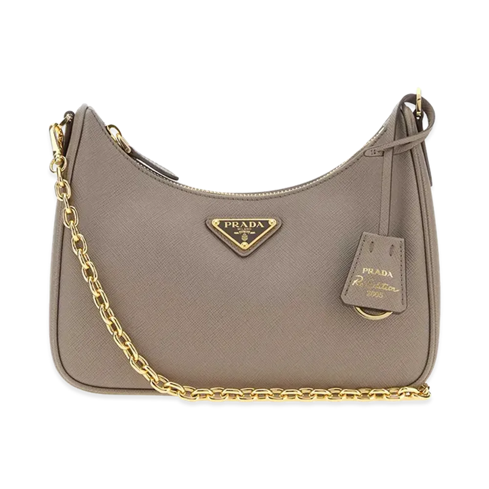 PRADA Wonen's Leather Re-Edition 2005 Shoulder Bag "Argilla"