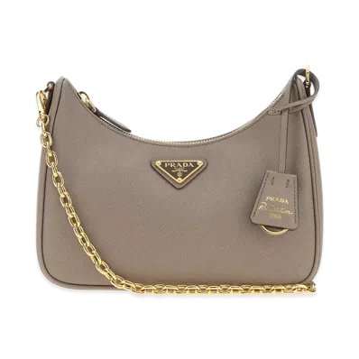 PRADA Wonen's Leather Re-Edition 2005 Shoulder Bag "Argilla"