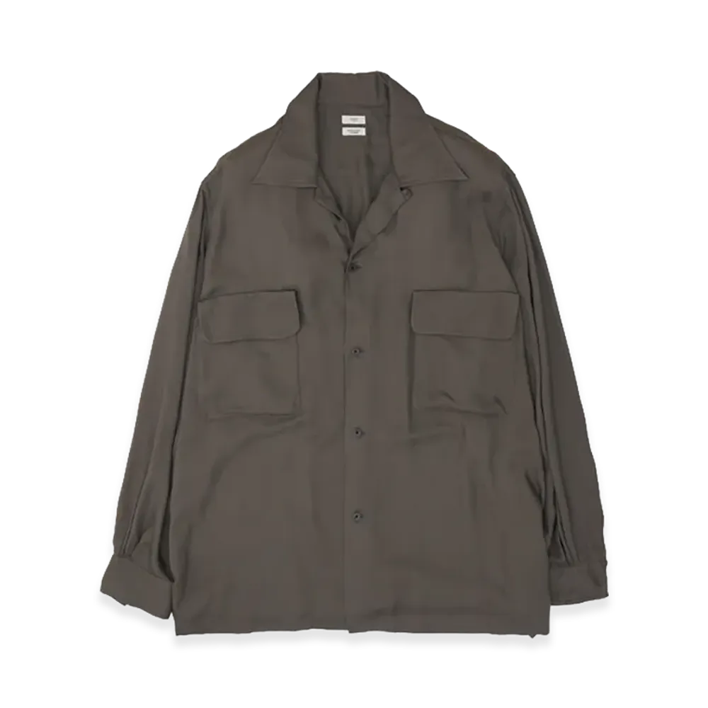 YOKE Modal Twill Double Pocket Open Collar Shirt "Charcoal"