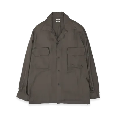 YOKE Modal Twill Double Pocket Open Collar Shirt "Charcoal"