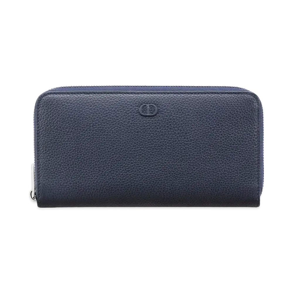 Dior Long Zip Wallet CD Icon Grained Calfskin "Navy"