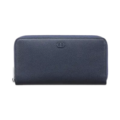Dior Long Zip Wallet CD Icon Grained Calfskin "Navy"
