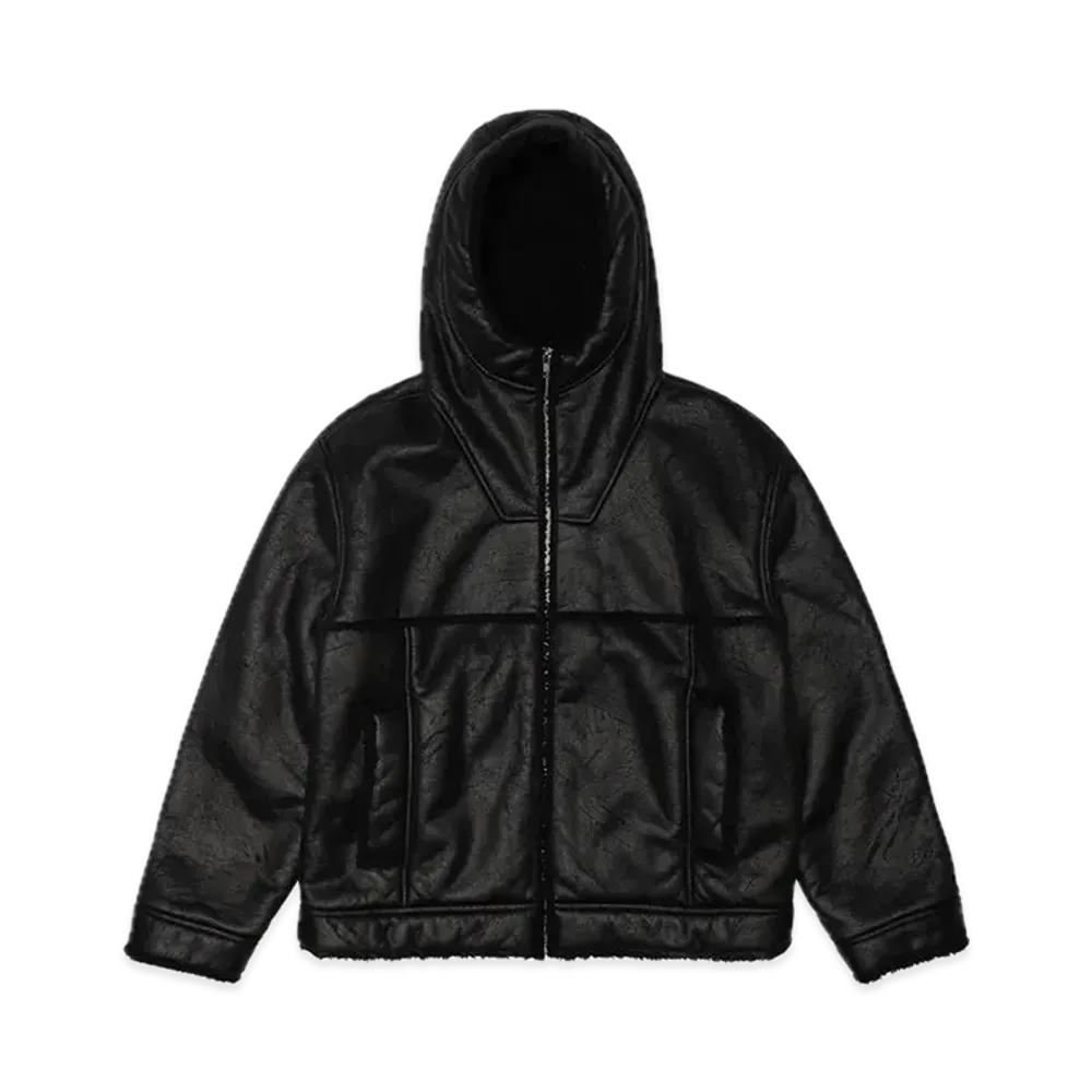 Supreme Faux Shearling Hooded Jacket "Black"
