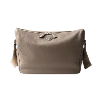 PRADA Leather Shoulder Bag "Gray Brown"