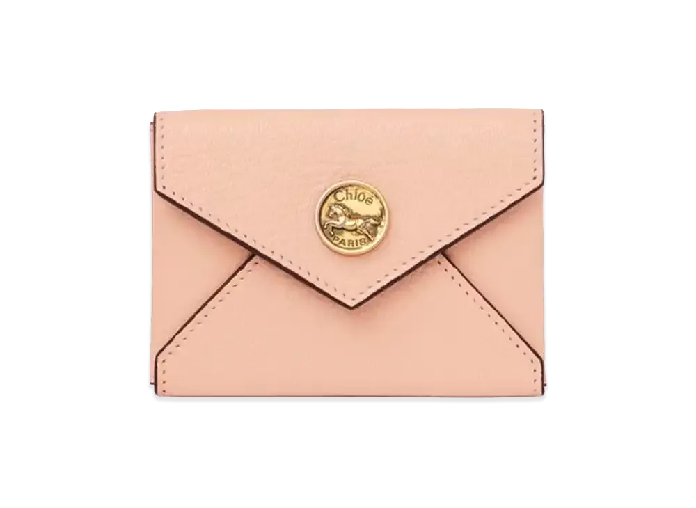 Chloe Women's Grain Leather Envelope Card Holder "Blushy Beige"