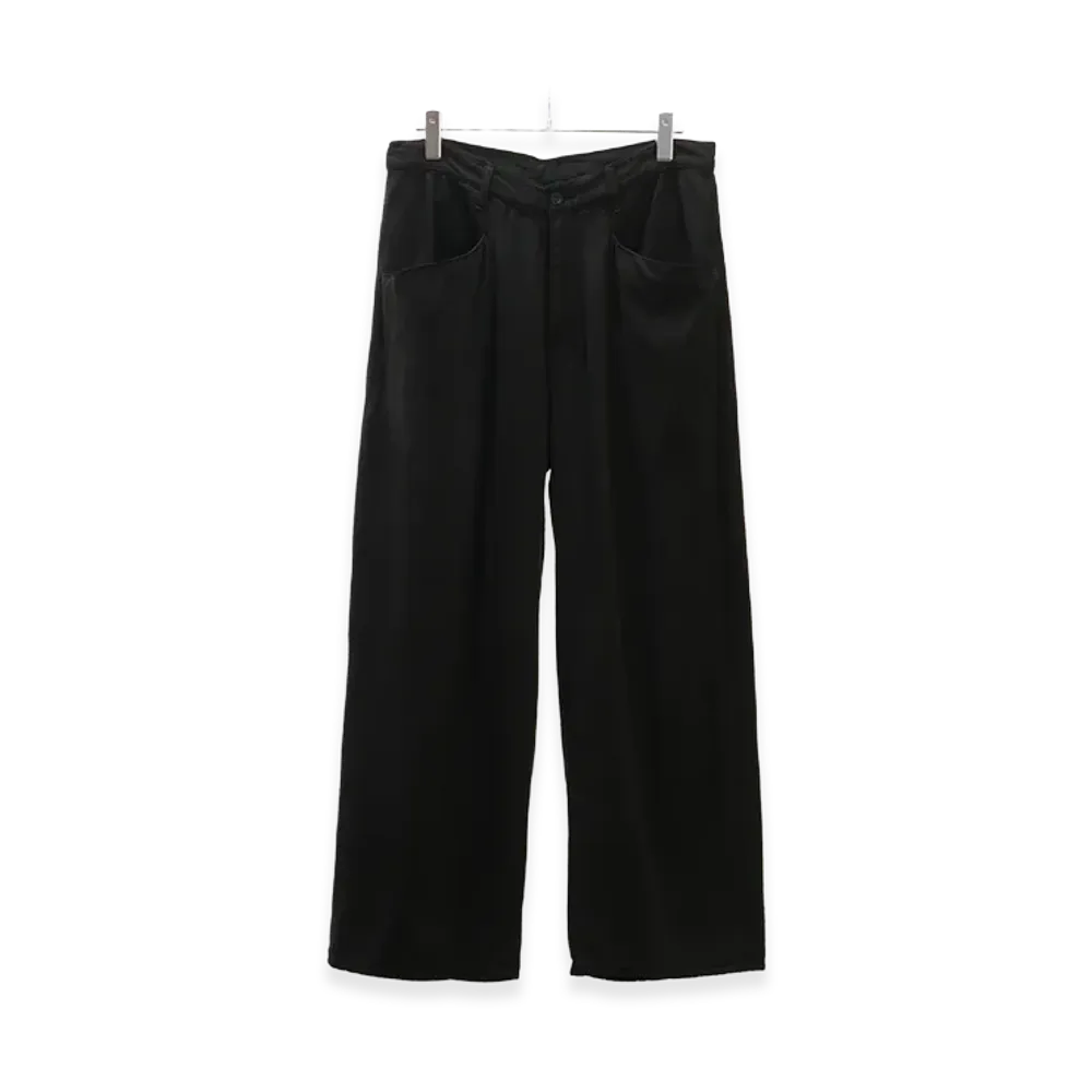 ANCELLM Silk Wide Slacks "Black"