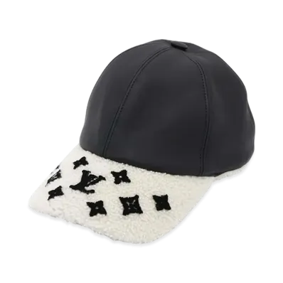 Louis Vuitton Cap Shearing Silk & Lambskin "Noir/Blanc"
