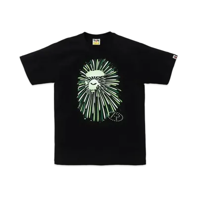 A BATHING APE Ape Head Firework Tee #1 "Black/Green"