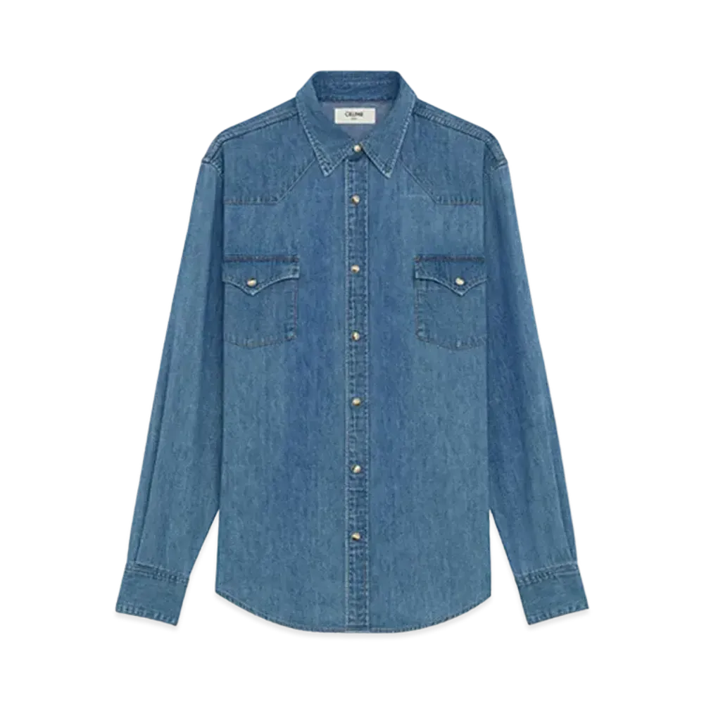 CELINE Western Shirt / Lightweight Denim "Ocean Wash"