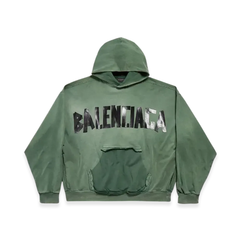 BALENCIAGA New Tape Type Large Fit Ripped Pocket Hoodie "Dark Green"