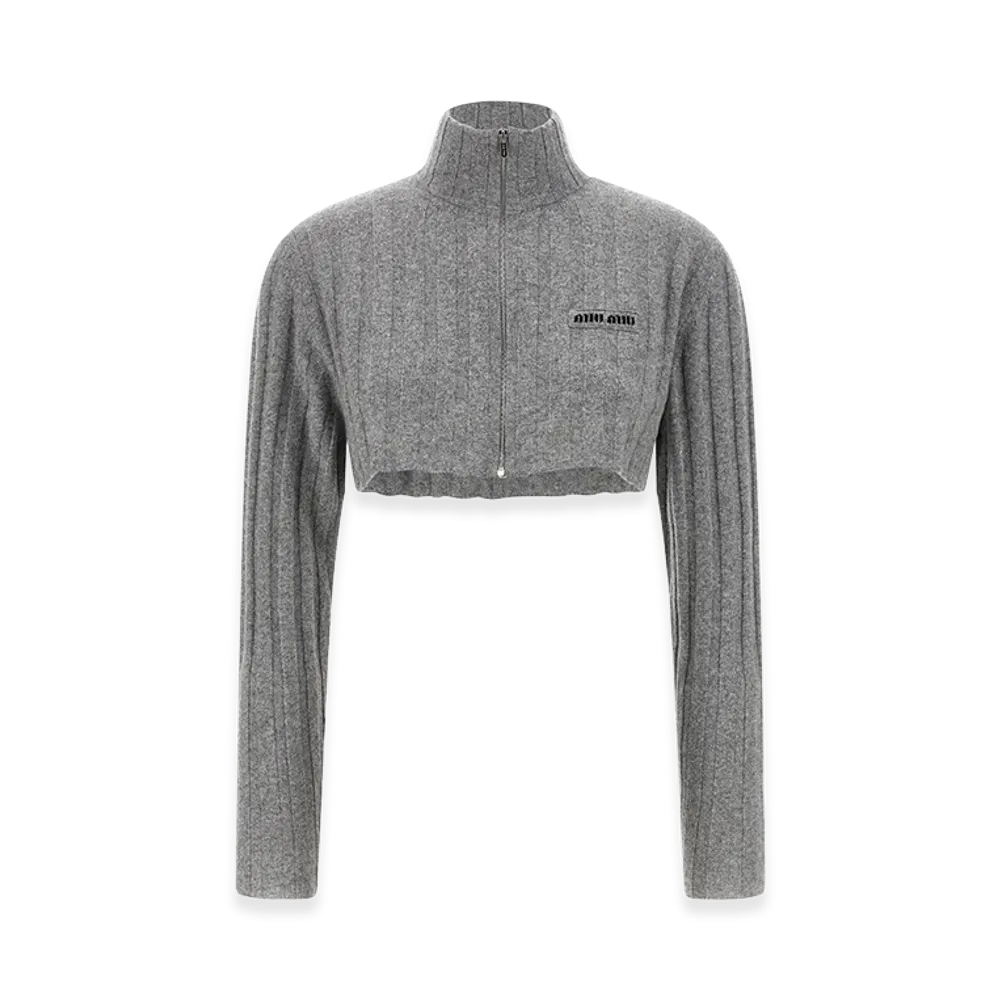 MIU MIU Women's Cashmere and Wool Cardigan "Gray"