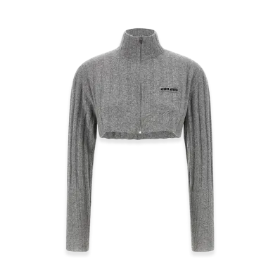 MIU MIU Women's Cashmere and Wool Cardigan "Gray"