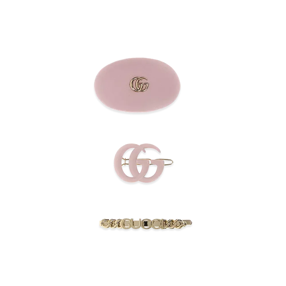 GUCCI Women's Two-Tone Leather And Metal Hair Clips Set "Multicoloured"