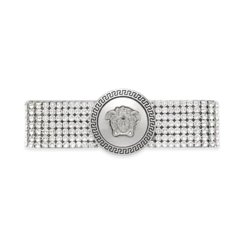 Versace Right Metal Mesh Gianni Ribbon Hair Clip "Silver"