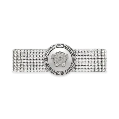 Versace Right Metal Mesh Gianni Ribbon Hair Clip "Silver"