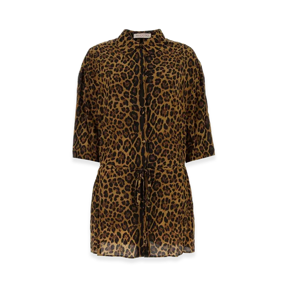 Valentino Garavani Women's Printed Silk Escape Shirt "Animal Print"