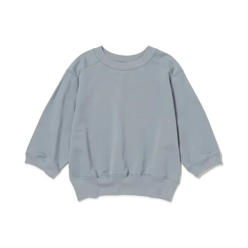 AURALEE Elastic High Gauge Sweat Half Sleeve P/O "Blue Gray"