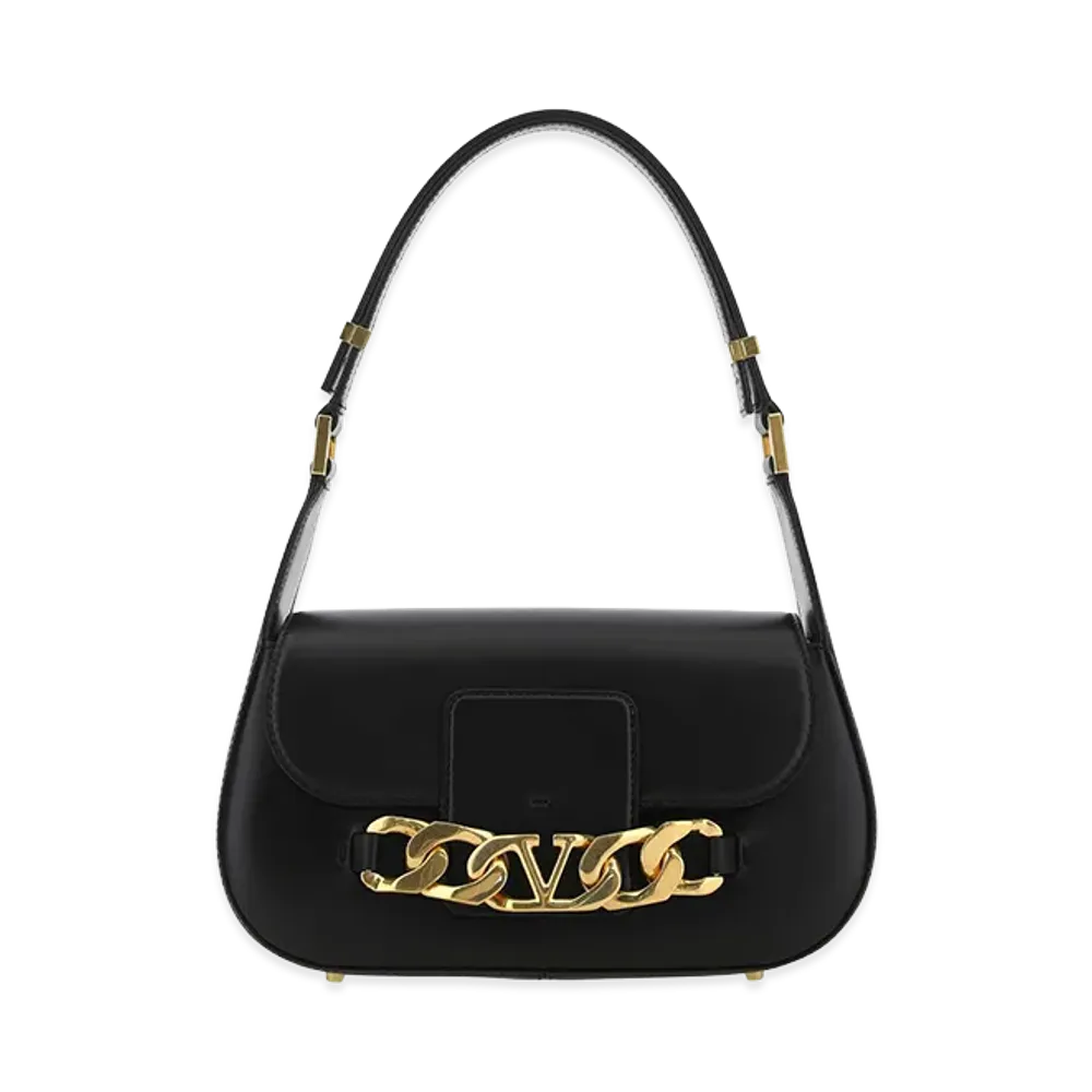 Valentino Women's Leather Vlogo Chain Shoulder Bag "Black"