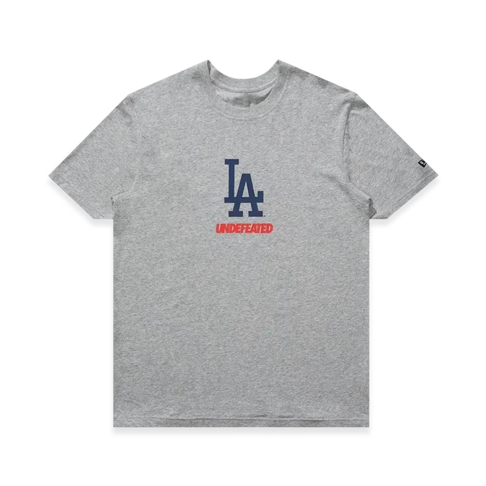 UNDEFEATED x New Era x Los Angeles Dodgers Stacked Logo S/S Tee "Heather Grey"