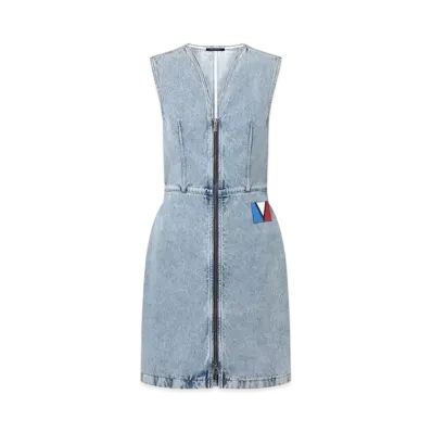 Louis Vuitton Bleached Denim Zip-Up Dress "Blue"