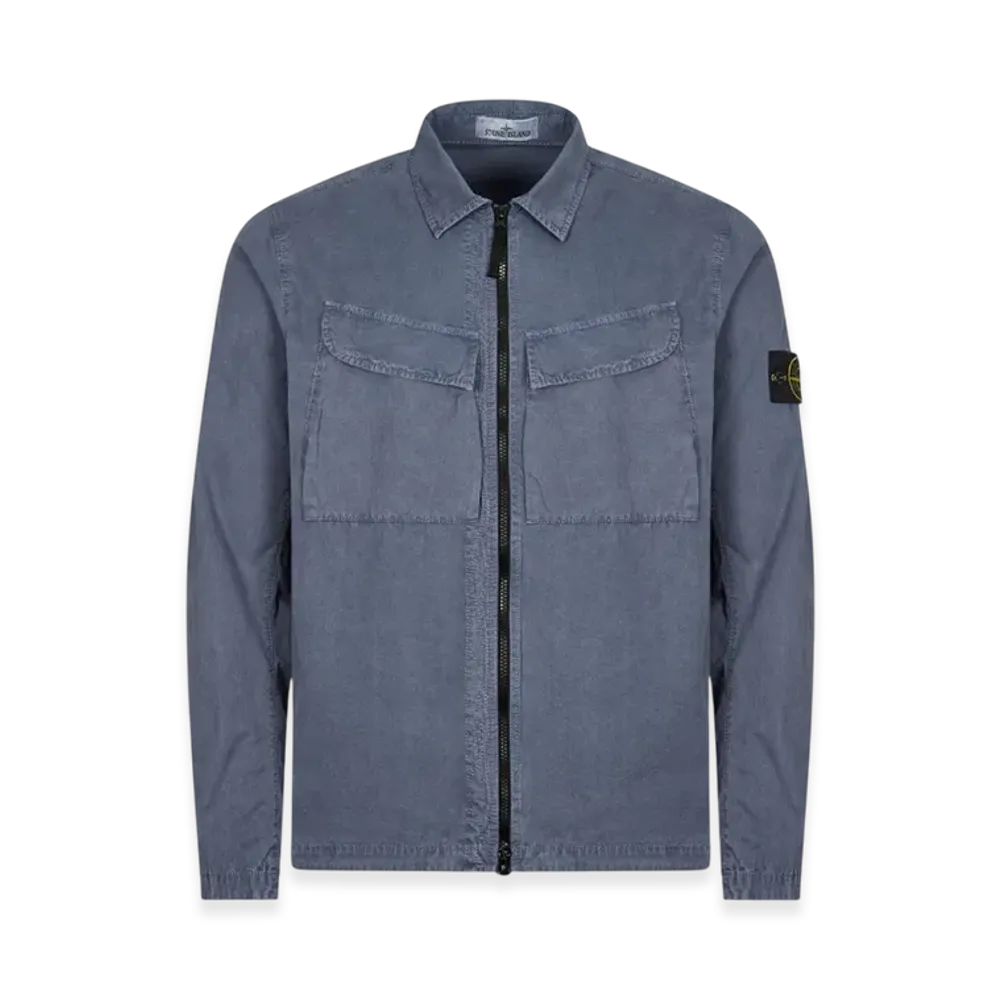 Stone Island 101WN Brushed Cotton Canvas T.CO+OLD Overshirt - 22FW "Avio Blue"