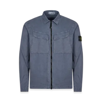 Stone Island 101WN Brushed Cotton Canvas T.CO+OLD Overshirt - 22FW "Avio Blue"