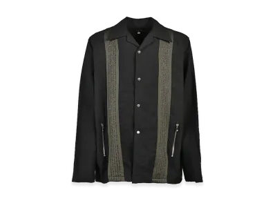 NEEDLES x NUBIAN Track L/S Open Collar Shirt - Cotton Linen "Black"