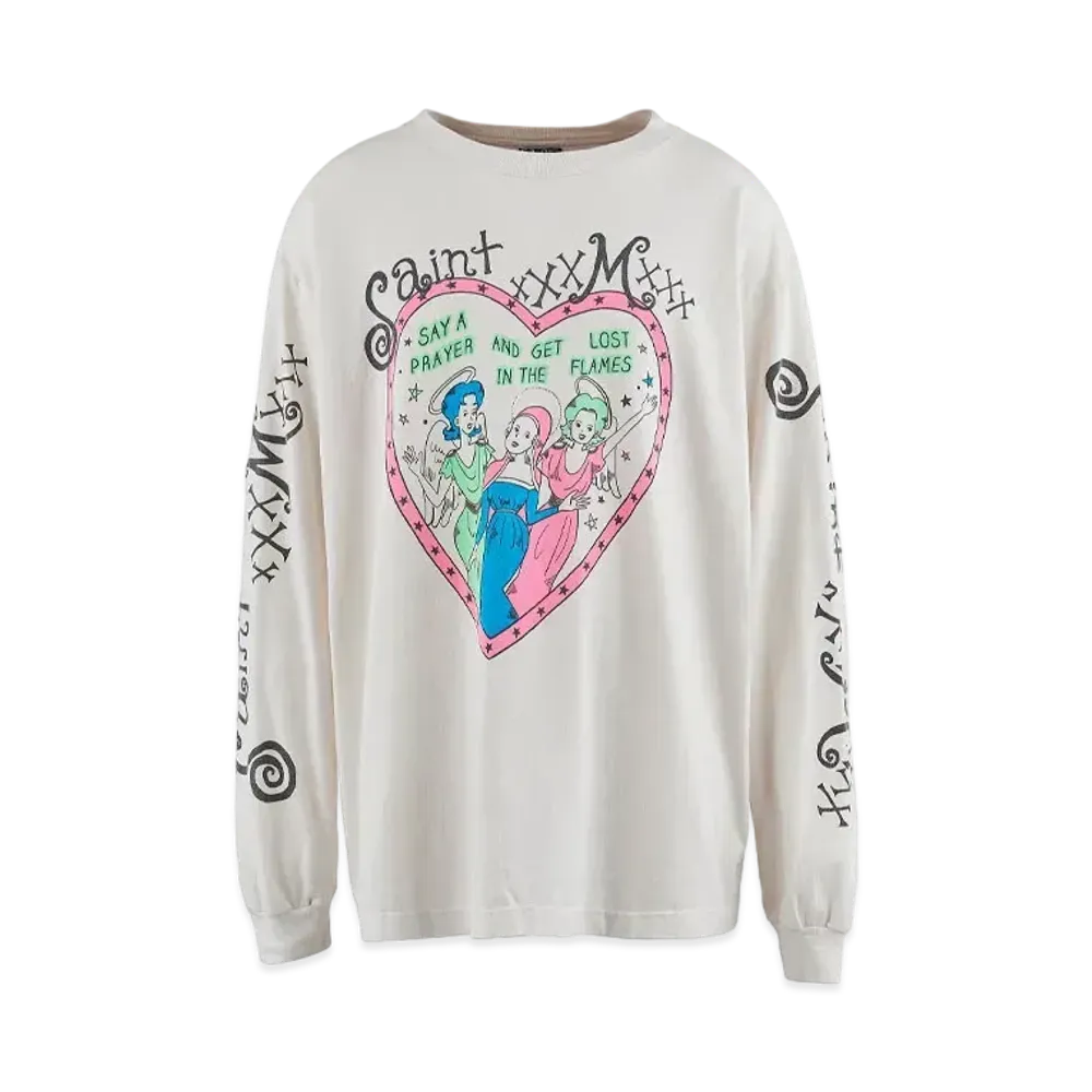 SAINT Mxxxxxx 24SS LS Tee Pink Heart "White"